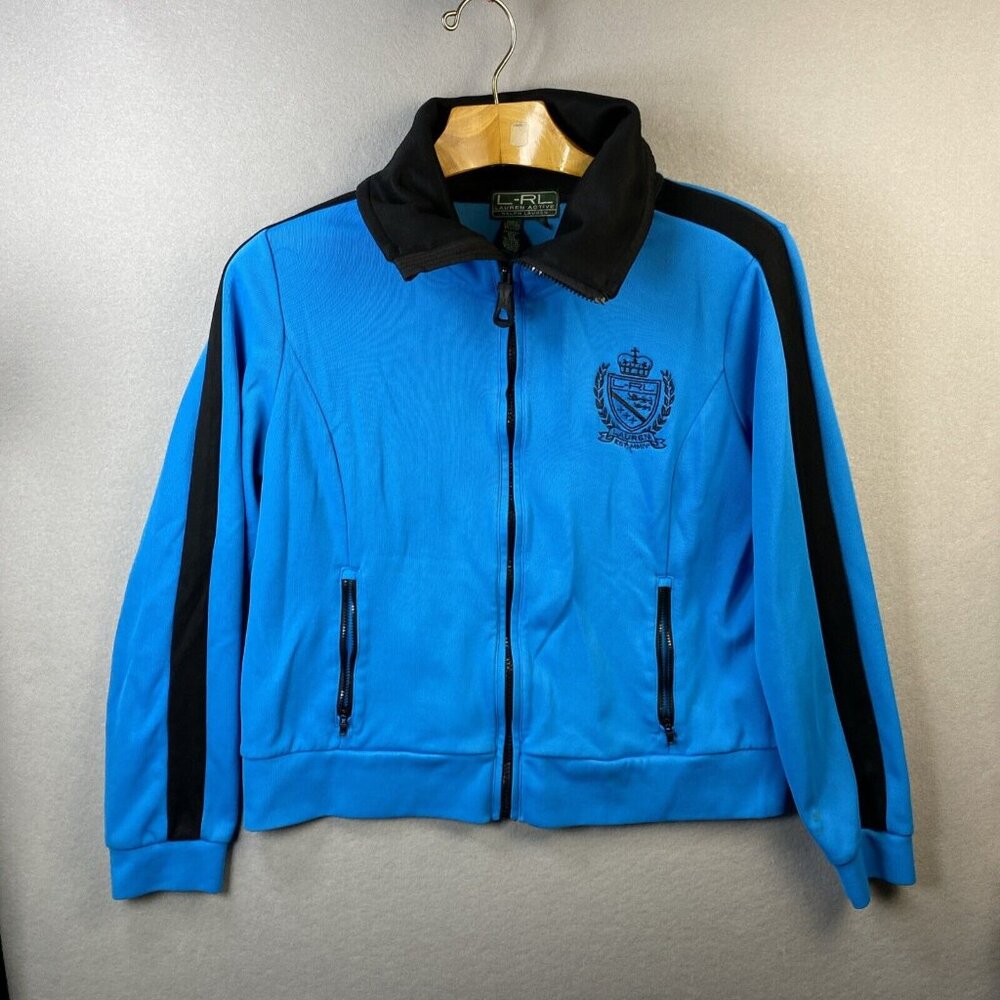 Lauren Active Ralph Lauren Jacket Womens Large Full Zip Blue Big‎ Logo On Chest